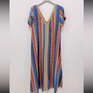 MADE IN ITALY Multicolor Chevron Maxi Dress